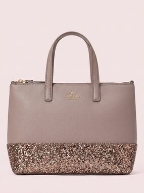 NWT Kate Spade Grey Handbag with Glitter Trim